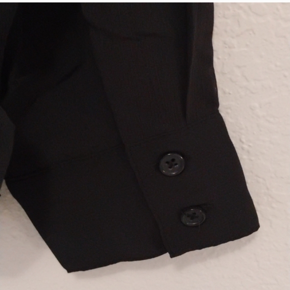 Rebecca Minkoff's Sheer black shirt with small diagonal folds. Size Small - Picture 4 of 11